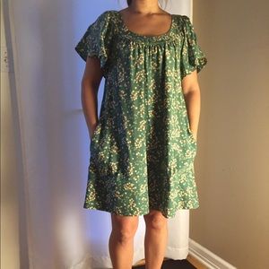 Silk Green Floral Print Dress by Laundry